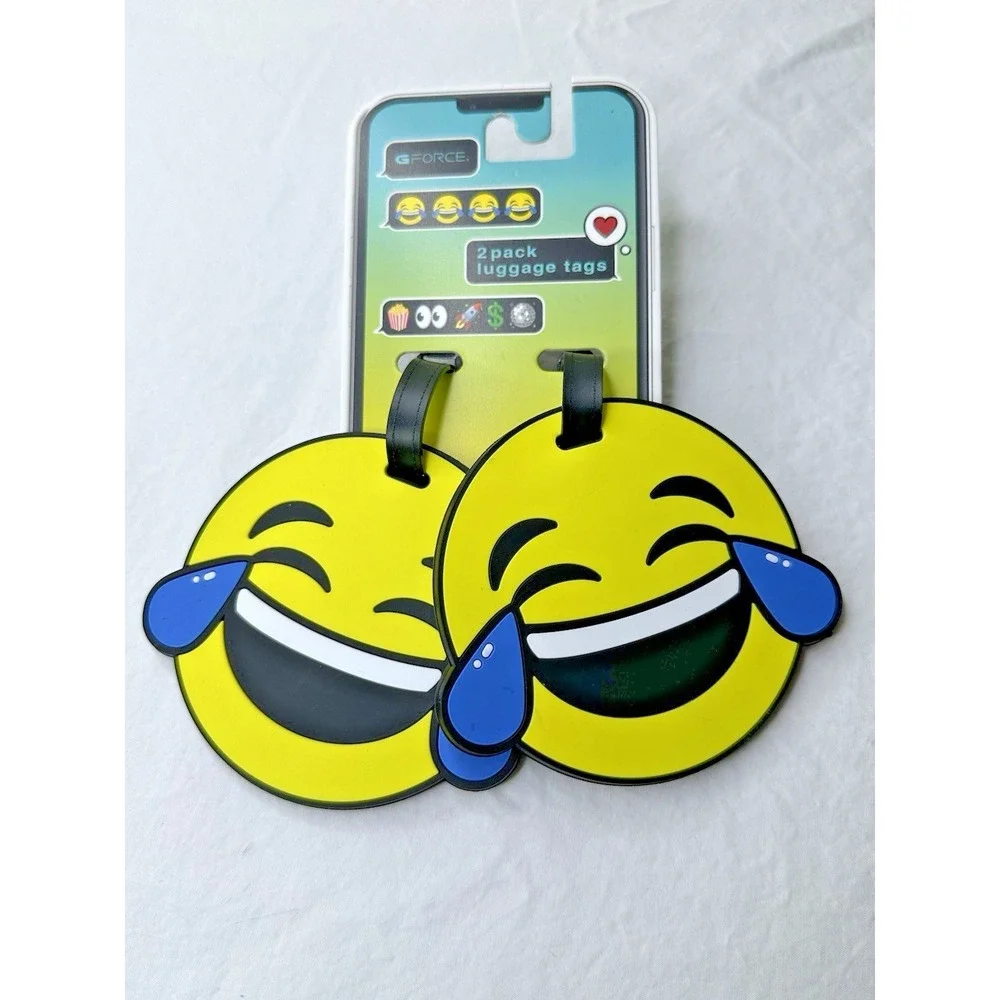 New Luggage Tags Face with Tears of Joy Emoji Set of 2 Rubber